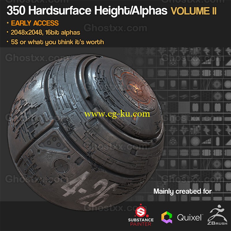 Gumroad - SP/Quixel 350 Hardsurface Height/Alpha Vol 2的图片1