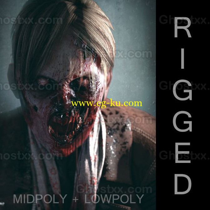 turbosquid - Zombie High Poly female - Rigged and textured的图片1