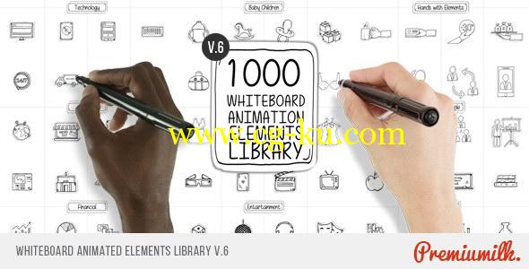 AE模板：1000种手绘MG卡通动画元素包 Whiteboard Animated Elements Library的图片1