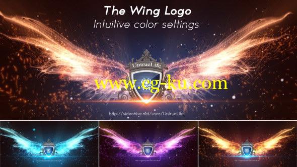 AE模板：大气粒子天使之翼 LOGO 标志片头展示 The Wing Logo的图片1