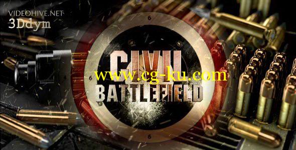 AE模板：Element 3D 三维影视动作枪战标题片头 Civil War的图片1