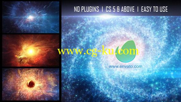 AE模板：时光隧道穿梭宇宙星空银河粒子LOGO展示 Galaxy Logo Reveal的图片1