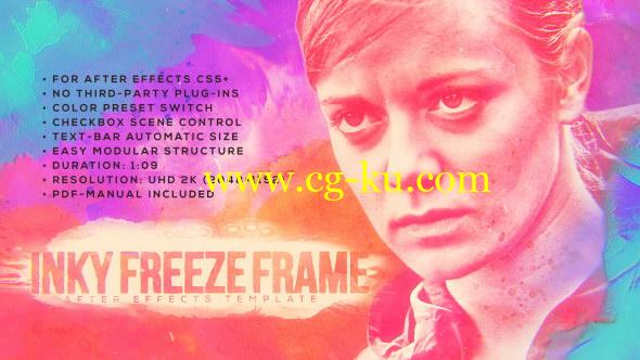 AE模板：画面定格泼墨介绍动画效果 Inky Freeze Frame的图片1