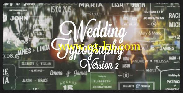 AE模板：浪漫婚礼姓名日期文字标题动画 Wedding Typography Titles – Version 2的图片1