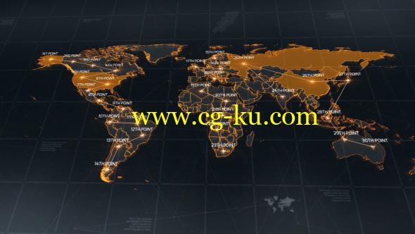 AE模板：科技感世界地图点线链接动画展示 World Map的图片1