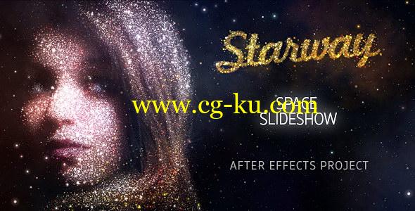 AE模板：漂亮飞散粒子汇聚图像星空穿梭展示 StarWay Space Slideshow的图片1