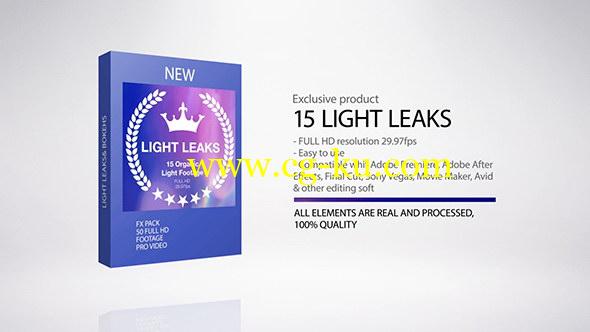视频素材：15组漂亮优雅镜头炫光光晕动画  Light Leaks的图片1