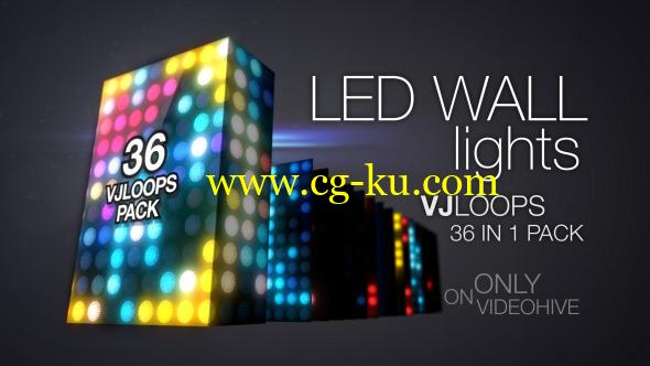 VJ视频素材：36个LED大屏幕灯光闪烁背景动态循环素材 LED Wall Lights VJ Loops Pack的图片1