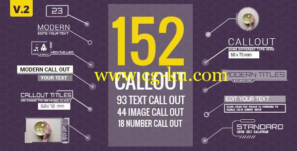 AE模板：152种线条呼出文字图标标注介绍说明动画 152 Call-Out Titles的图片1