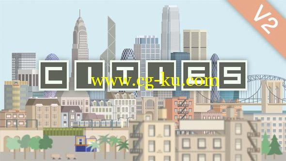 AE模板：城市建筑楼房MG卡通动画元素 Cities Animation的图片1