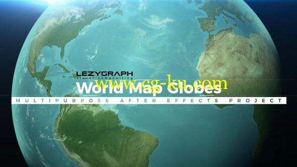 AE模板：三维地球世界地图动画展示 World Map Globes的图片1
