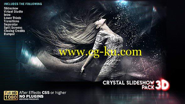 AE模板：钻石折射空间三维图文展示介绍 Crystal Slideshow Pack 3D的图片1