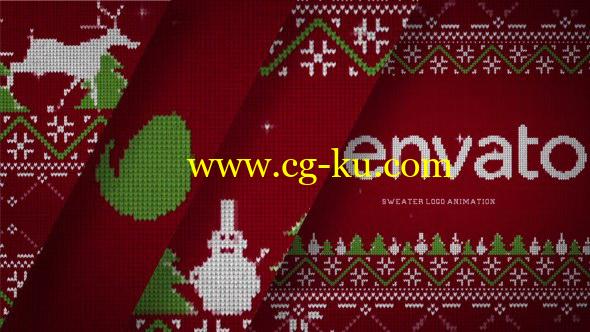 AE模板：圣诞节日毛衣像素风格LOGO片头 Christmas Sweater Logo的图片1