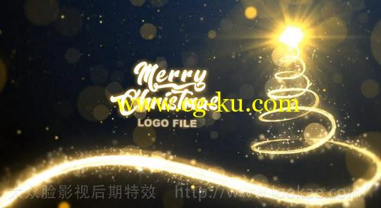 AE模板：金色拖尾光线粒子圣诞节片头 Christmas Glittering的图片1