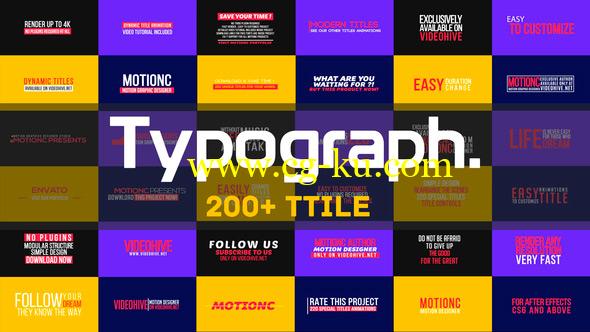 AE模版：200个文字标题排版动画展示包 Typograph的图片1