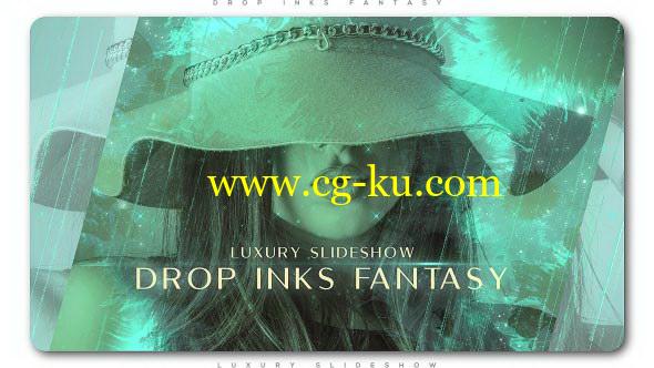 AE模板：水墨散开效果图文幻灯片展示 Drop Inks Fantasy Luxury Slideshow的图片1