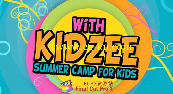 FCPX插件+Motion模板：可爱卡通儿童炫彩图文展示包装片头 Kidzee – Summer Camp for Kids的图片1