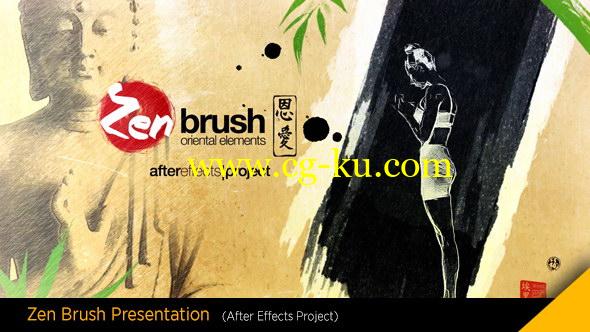 AE模板：中国风竹叶水墨图文介绍展示 Zen Brush Opener的图片1