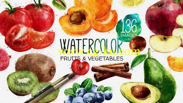 AE模板：水果蔬菜美食水彩元素动画包装 Watercolor Fruits And Vegetables的图片1