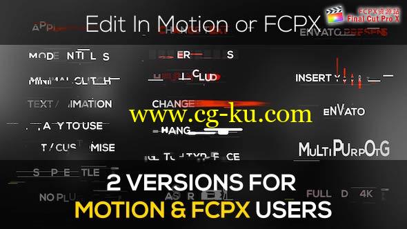 FCPX插件：20个信号干扰破损文字标题动画 Minimal Modern Glitch Titles的图片1