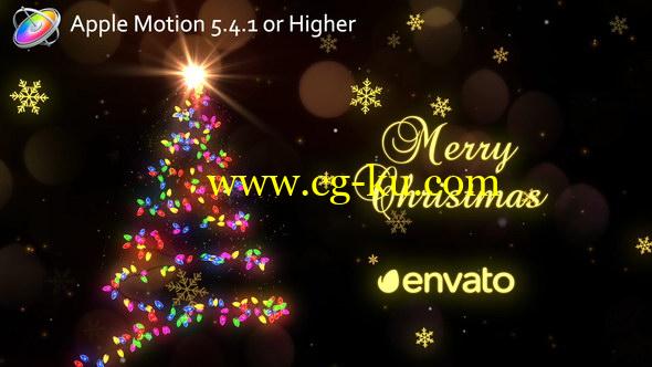 Apple Motion模板：粒子光束圣诞树节日片头 Christmas Lights的图片1