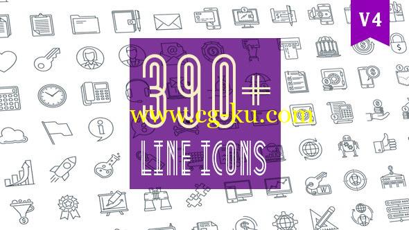 AE模板：390个线条风格Icons图标动画包 Line Icons Pack 390 Animated Icons的图片1