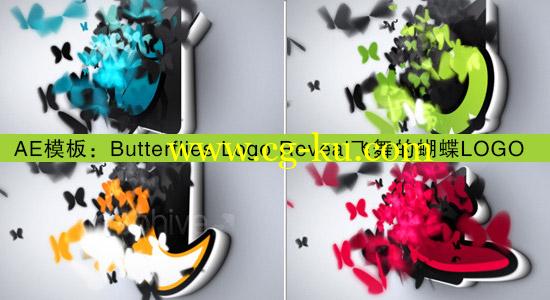 AE模板：飞舞的蝴蝶LOGO（含音频）VideoHive-Butterflies Logo Reveal的图片1