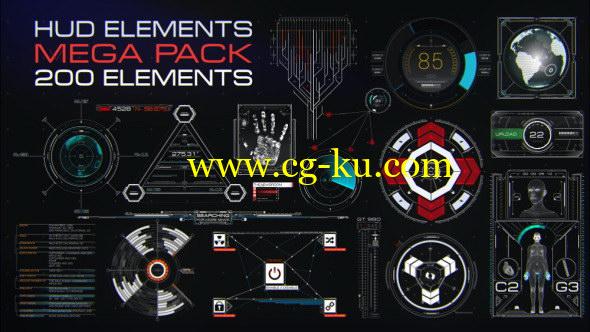 AE模版：200组HUD高科技信息化动态UI元素包 HUD Elements Mega Pack的图片1