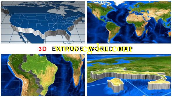 AE模板：三维世界地图立体挤出路径空间动画 3D Extrude World Map的图片1