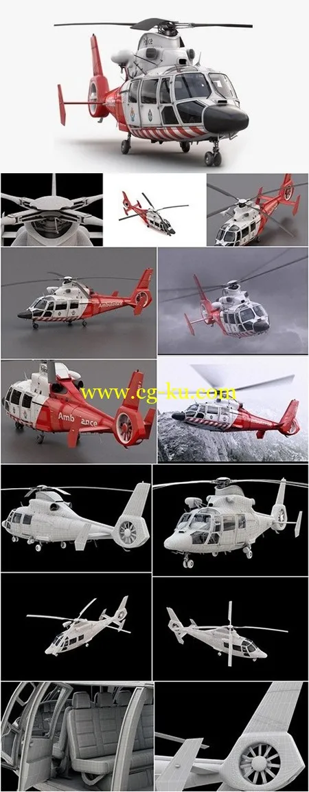 3D高精度直升飞机模型下载的图片1