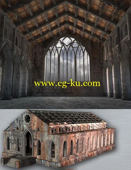 DAZ3DPoser模型废弃的教堂的图片1