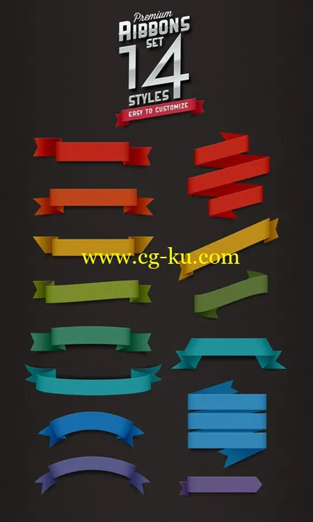 14 Premium Ribbons Kit 丝带套件模板的图片1