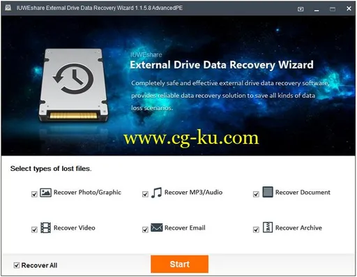 IUWEshare External Drive Data Recovery Wizard 1.9.9.9 Unlimited / AdvancedPE的图片1