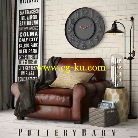Pottery Barn Turner Roll armchair set的图片1