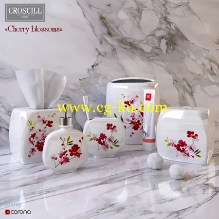 Decorative set of bathroom of Cherry Blossoms Croscill Living的图片1