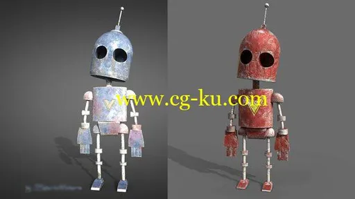 Model and texture old Robot in Maya and Substance Painter的图片1