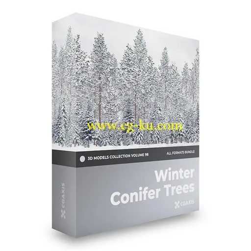 CGAxis – Winter Conifer Trees 3D Models Collection – Volume 98的图片1