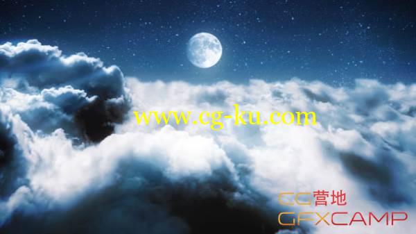 AE模板-云层月亮梦工厂效果粒子光线穿梭 VideoHive Clouds in a Night Sky的图片1