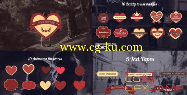AE模板-情人节标题标签文字动画 VideoHive Valentine’s Day Badges Package的图片1