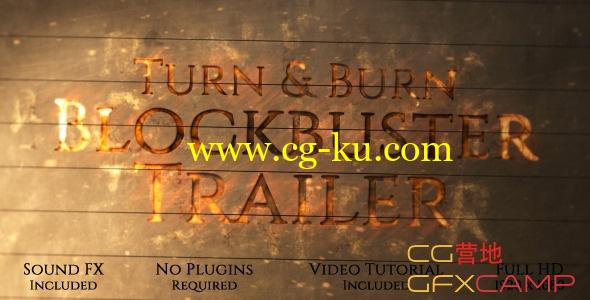 AE模板－百叶窗翻转火焰燃烧宣传片展示 VideoHive Turn And Burn Trailer的图片1