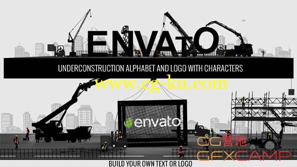 AE模板-建筑工地卡通文字搭建展示 VideoHive Logo Constructor-Alphabet Builder With Characters的图片1