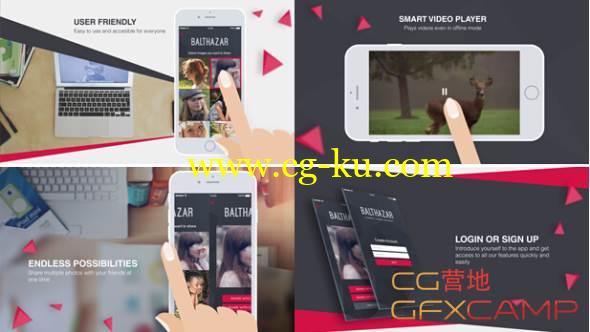AE模板-扁平化手指滑动手机商品图片展示 VideoHive Parallax Mobile App的图片1