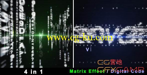AE模板-黑客帝国网络数字汇聚展示 VideoHive Particle effect 4 (Digital Code)的图片1