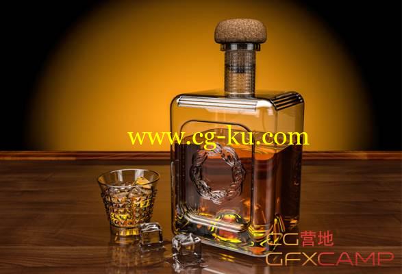 威士忌玻璃酒C4D瓶建模材质灯光渲染教程 How to Model, Texture and Light a Whisky Scene （含C4D工程）的图片1