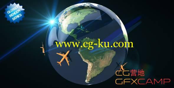 AE模板-飞机环绕地球飞行三维MG动画 VideoHive Global Transportation & Communication的图片1