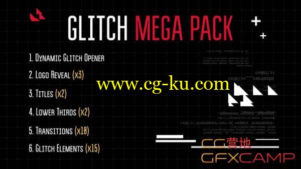 AE模板-未来科幻信号损坏信息文字工具包 VideoHive Glitch Mega Pack的图片1