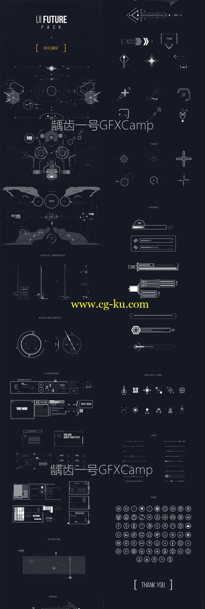 AE模板-高科技触摸屏幕UI动画钢铁侠HUD元素工具包的图片2