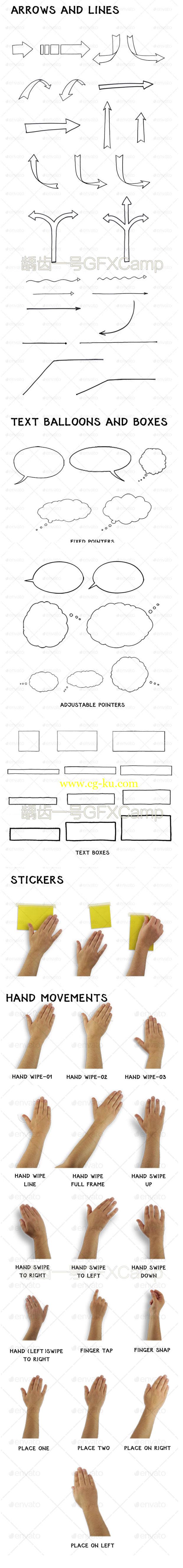 AE模板-铅笔签字笔手绘线框MG动画卡通人物公司商品展示的图片1