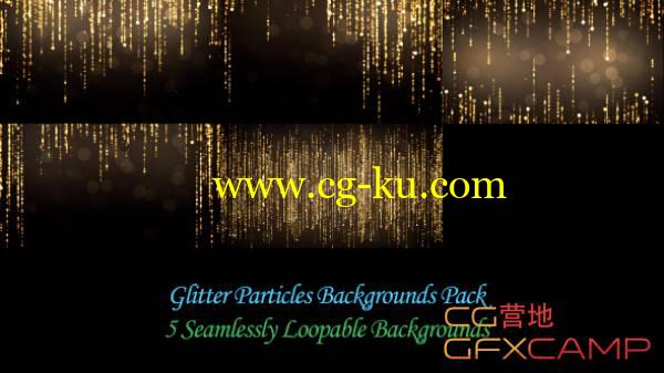 黄金粒子闪烁钻石帘幕高清视频素材 VideoHive Glitter Particles Backgrounds Pack的图片1