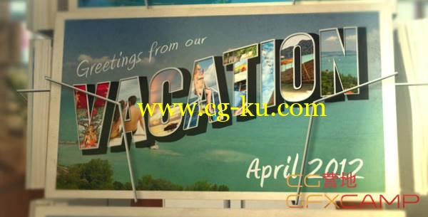 AE模板-假期旅游相册翻转开心回忆照片展示 Postcard Vacation的图片1
